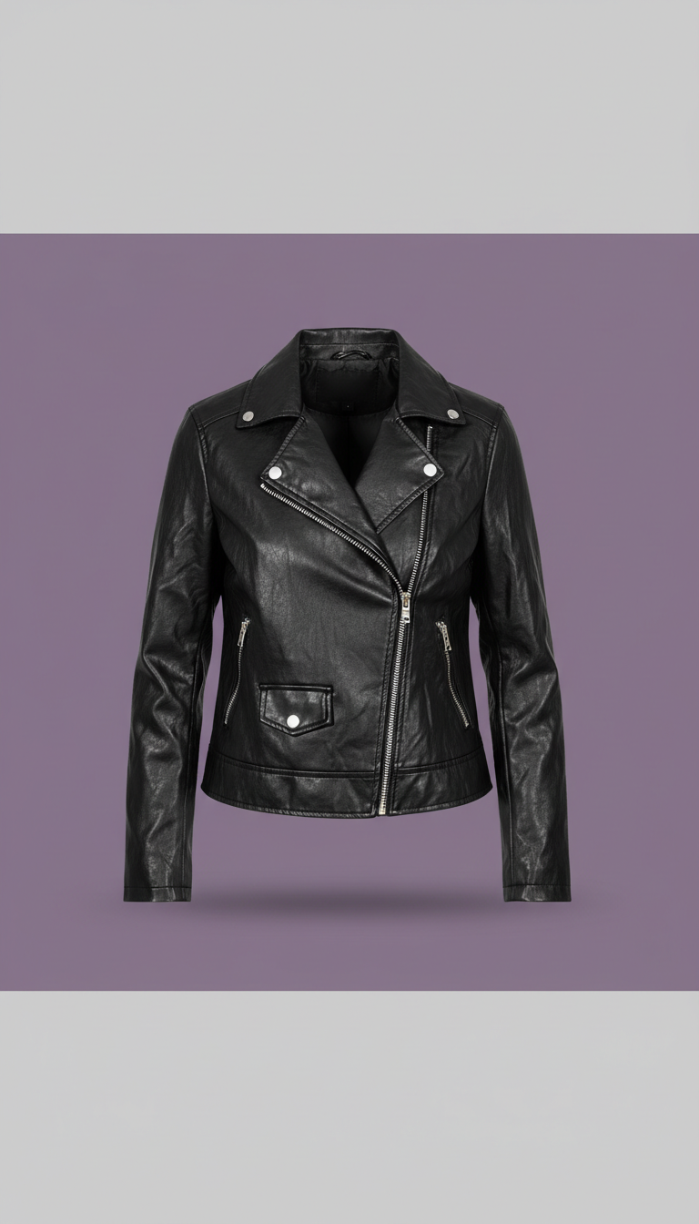 Faux Leather Vinyl Black Moto Jacket