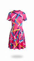 Neon Pink Graphic Print Mini Dress