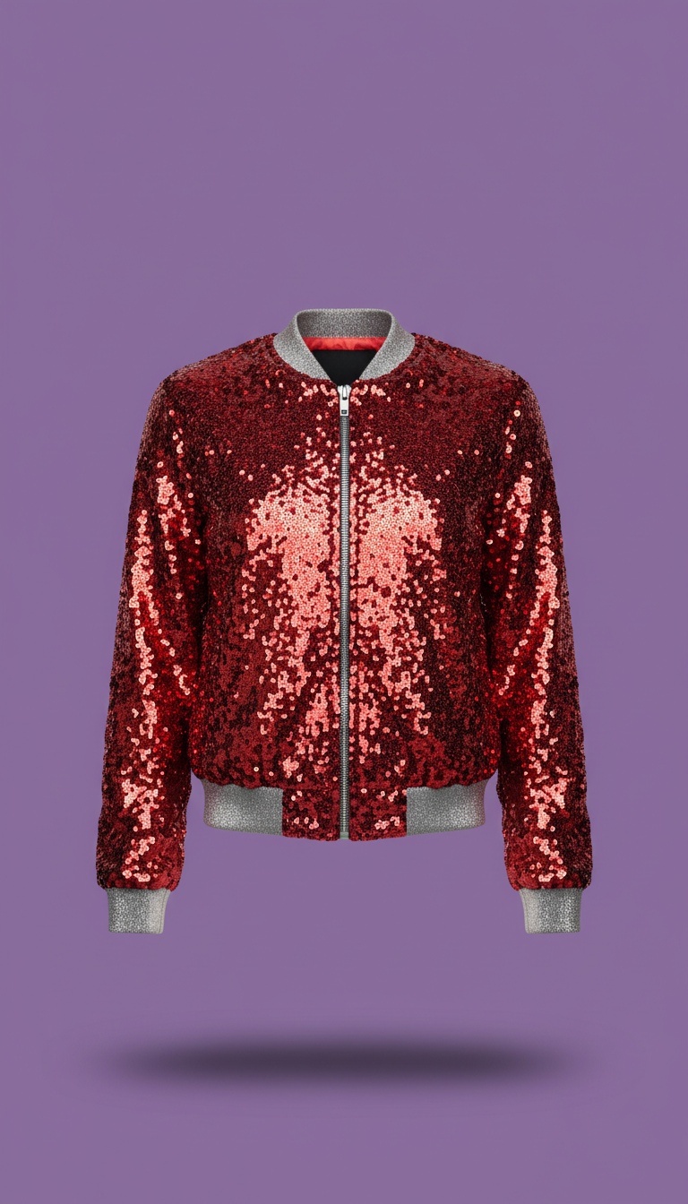 Disco Red Sequin Bomber Jacket