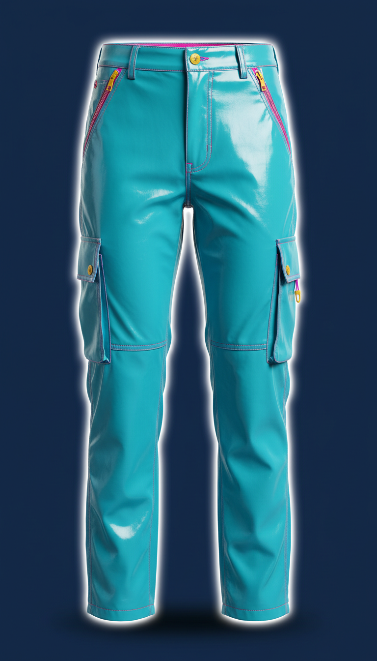 Electric Cyan Vinyl Cargo Pants